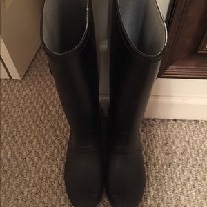 Tall Matte Black Rain Boots